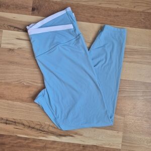 all in motion Light Blue Leggings with White V Waistband Size XL